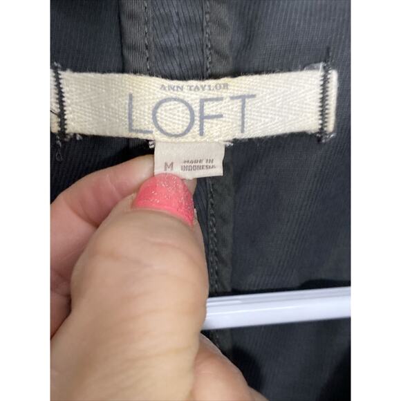ANN TAYLOR LOFT Crop Blazer Women Size Med Gray Button Up Lightweight Jacket - Picture 4 of 14